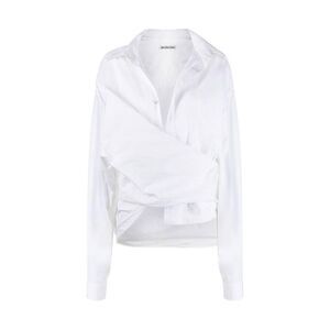 BALENCIAGA Cotton Poplin Wrap Shirt Women WHITE T-Shirts & Tops